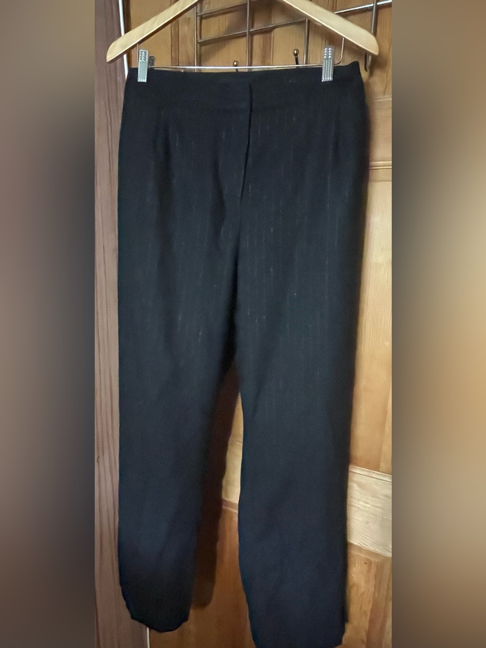 NWT Talbots 24W Black Lined Wool Blend Pants Silver Metallic Pinstripe Slacks